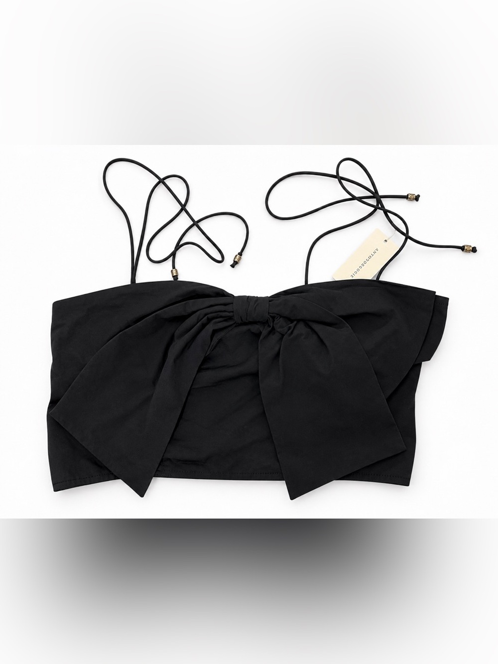 NWT Maeve Anthropologie Black Bow Bandeau Crop Top Large